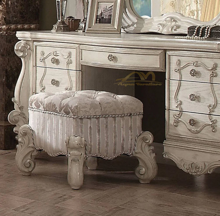 French Style Vanity with Premium Design white color luxury royal europe style design from solid wood dressers bedroom furniture