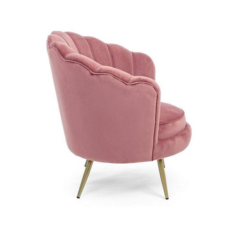 Elegant Queen Pink Velvet Lounge Chair With Gold Legs Comfort Cushion for Living Room Chaise Lounge Furniture