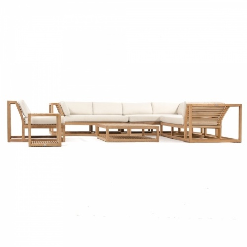 Modern Garden Patio Sofa Set From Solid Wood With Sofa Cushions White Color For Outdoor Furniture