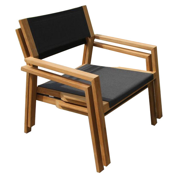 Outdoor Patio Chair Solid Teak Wood With Ottoman Modern Style Pool Side Chair Garden Furniture Beach Chair