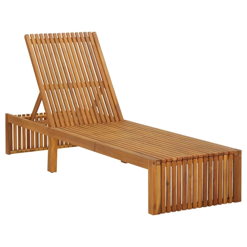 All Weather Side Pool Sun Bed Teak Wood Chaise Lounge for Outdoor Furniture Folding Leisure Seat for Hotel Cottage