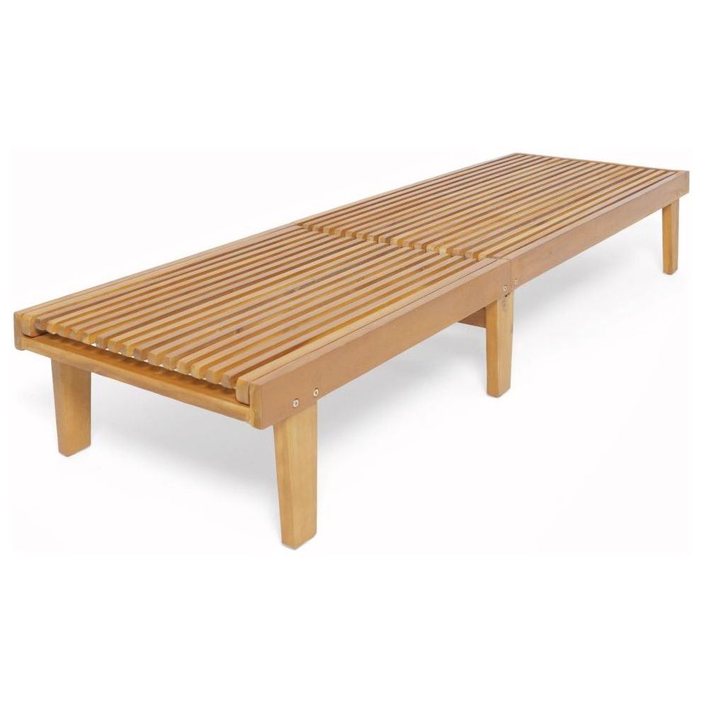 Modern Outdoor Wooden Chaise Lounge Teak Wood Natural Finish Foldable Sun Lounger for Hotel Beach Wholesale