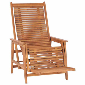 Wooden Outdoor Garden Chair Relax Folding Chair Reclining Patio Footrest Leisure Lounge Beach Chair Wholesale