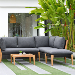 Contemporary Style Teak Garden Furniture Set Sectional Comfortable Sofa Set Patio Furniture Outdoor Conversation Sets