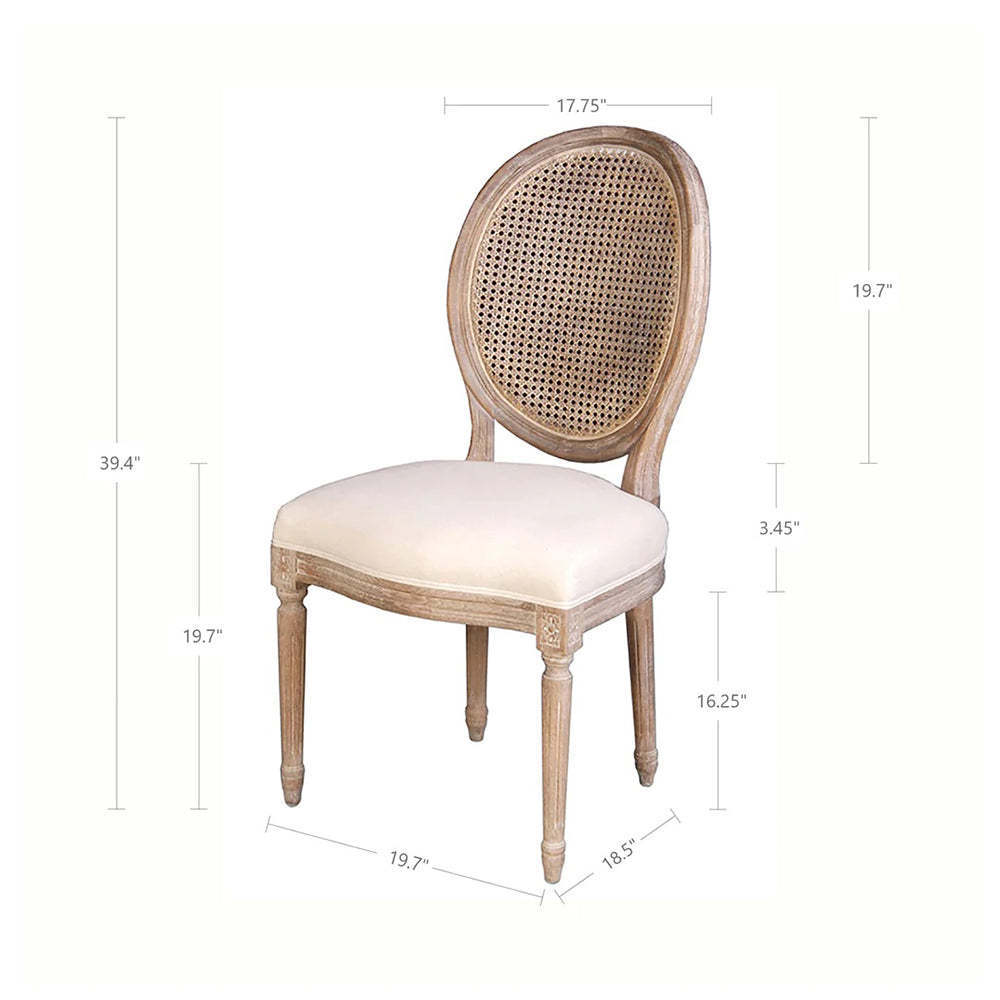 Natural Vintage French Dining Chair Wooden Rattan Fabric Seat Cafe Bar Furniture Chair Restaurant Set Wholesale