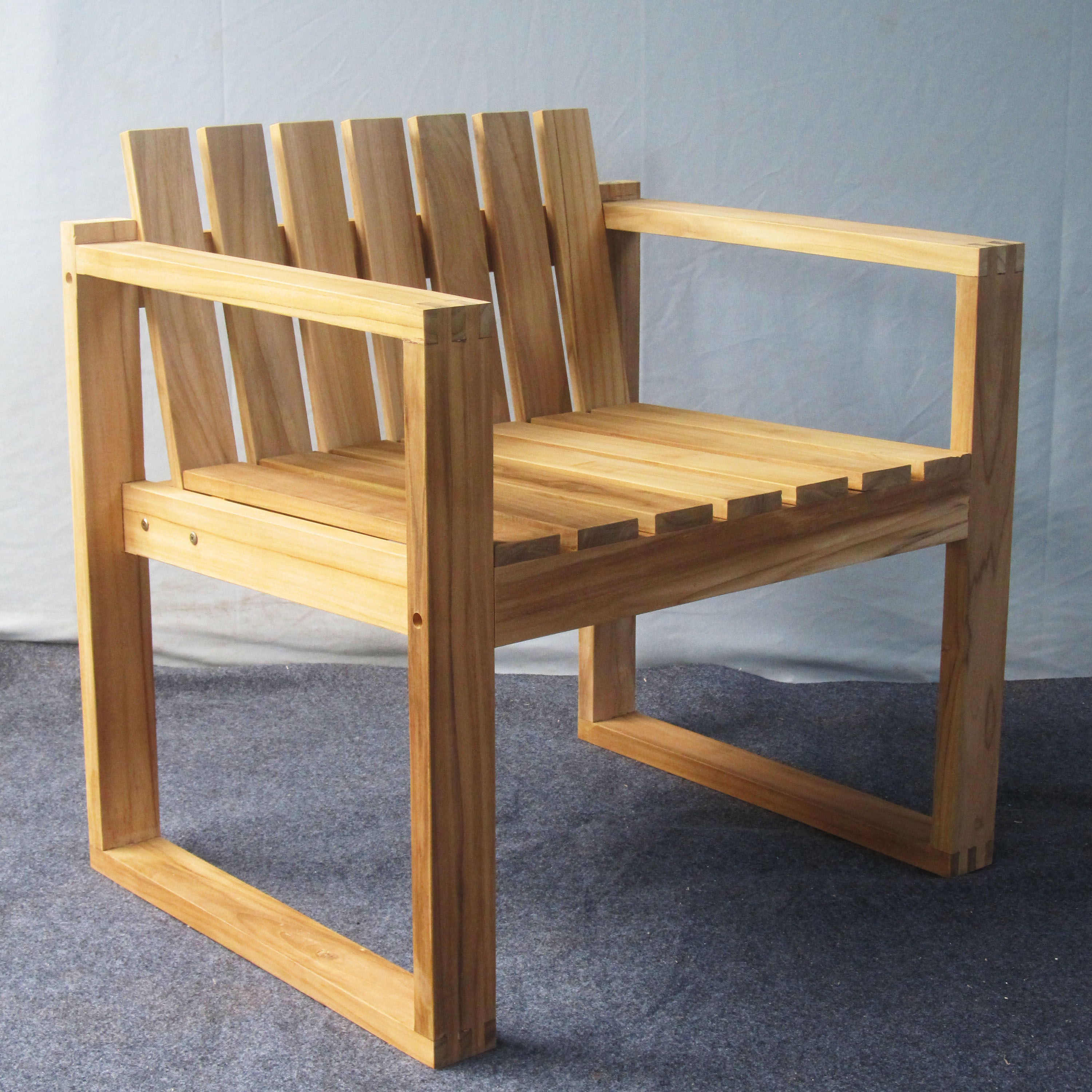 Outdoor garden chairs made of teak wood with natural color finish