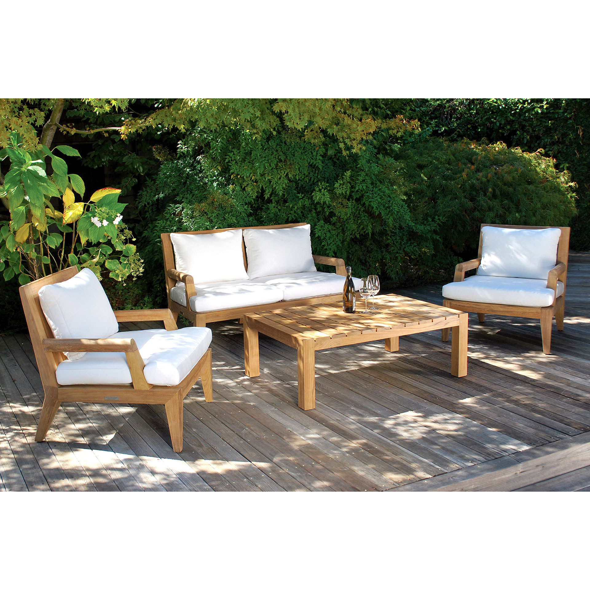 patio furniture set made from teak solid wood with cushion