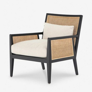 Teak Patio Lounge Chair Black color with rattan hotel  project Indoor Furniture Manufacture from Jepara Indonesia