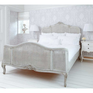 New Arrival Furniture French Style Bed with Custom Color Finishing and Upholstery Rattan Beds Most Popular