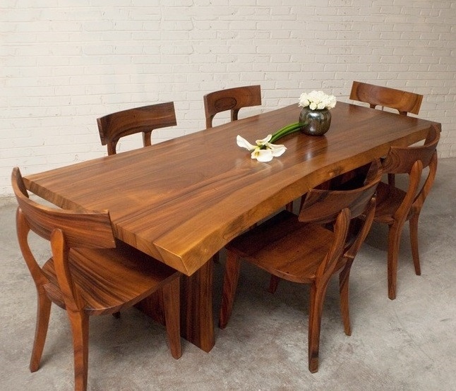 Natural Wood Dining Room Set Furniture Solid wood Home Furniture Restaurant Hotel Table With 6 Chair