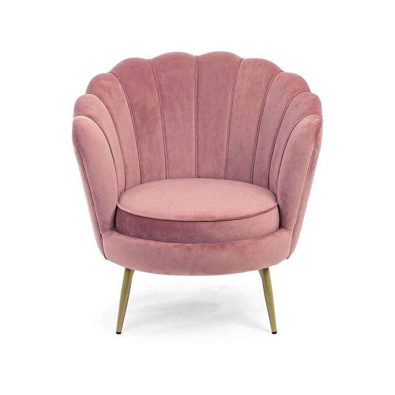 Elegant Queen Pink Velvet Lounge Chair With Gold Legs Comfort Cushion for Living Room Chaise Lounge Furniture