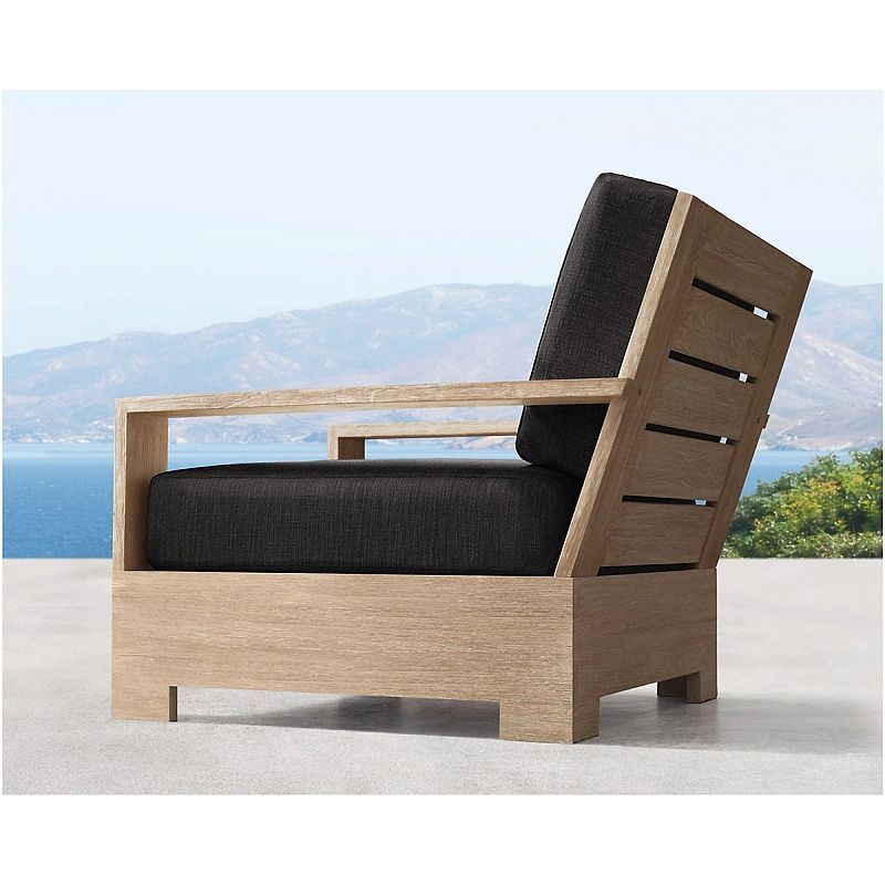 Elegant Patio Style Garden Sofa Single Seat Teak Wood Natural Color with Cushion White Outdoor Sofa Wholesale Furniture