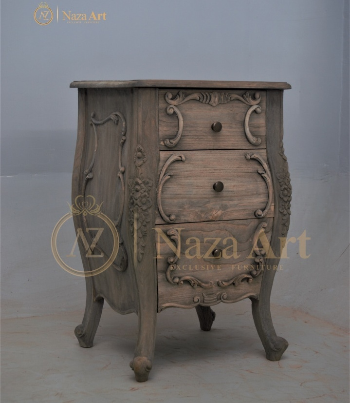 Old Style Rustic Bedside Table Or Nightstand Made From Solid Wood With Best Quality