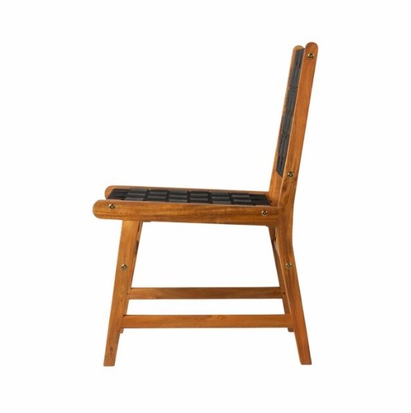 Teak dining chair outdoor with woven sling Black - Outdoor Furniture or Teak Garden Furniture Made In Indonesia