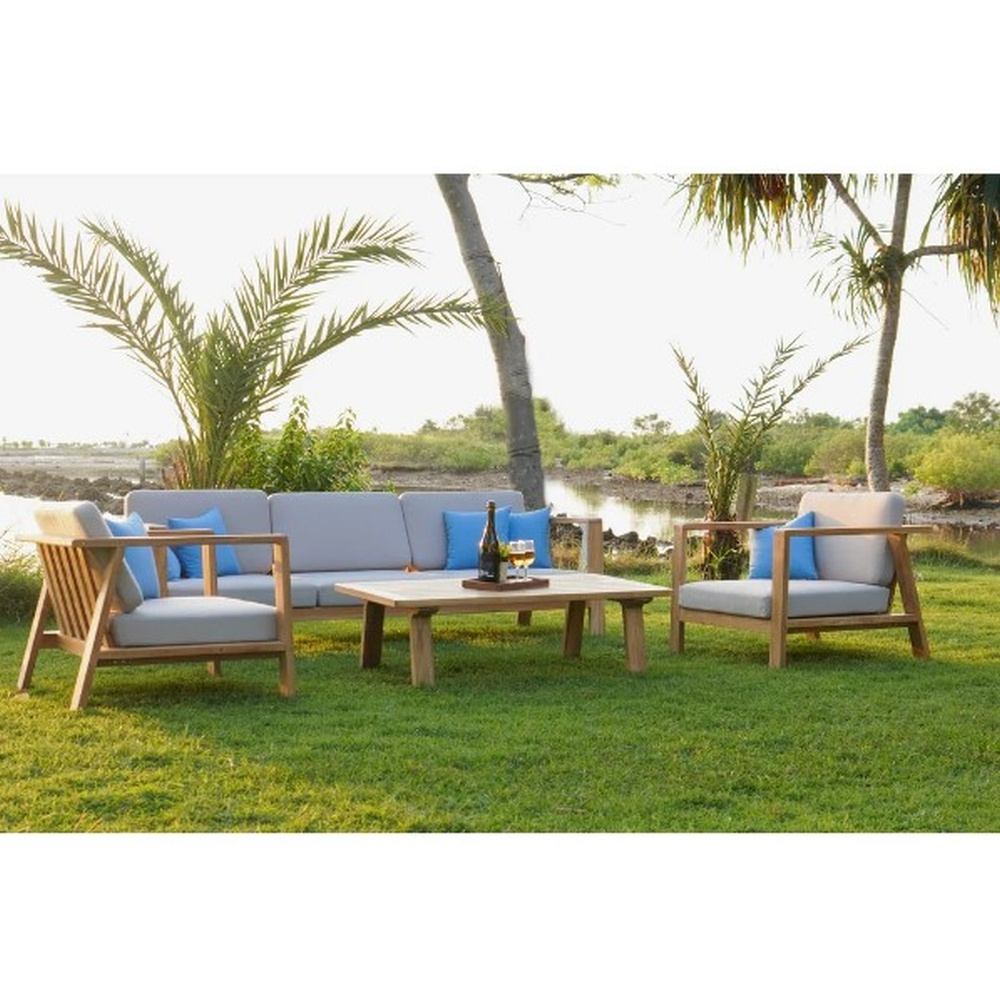 Teak wood garden sofa set Outdoor Modern Design for UK wholesaler export quality - All Teak Furniture Indonesia Manufacture