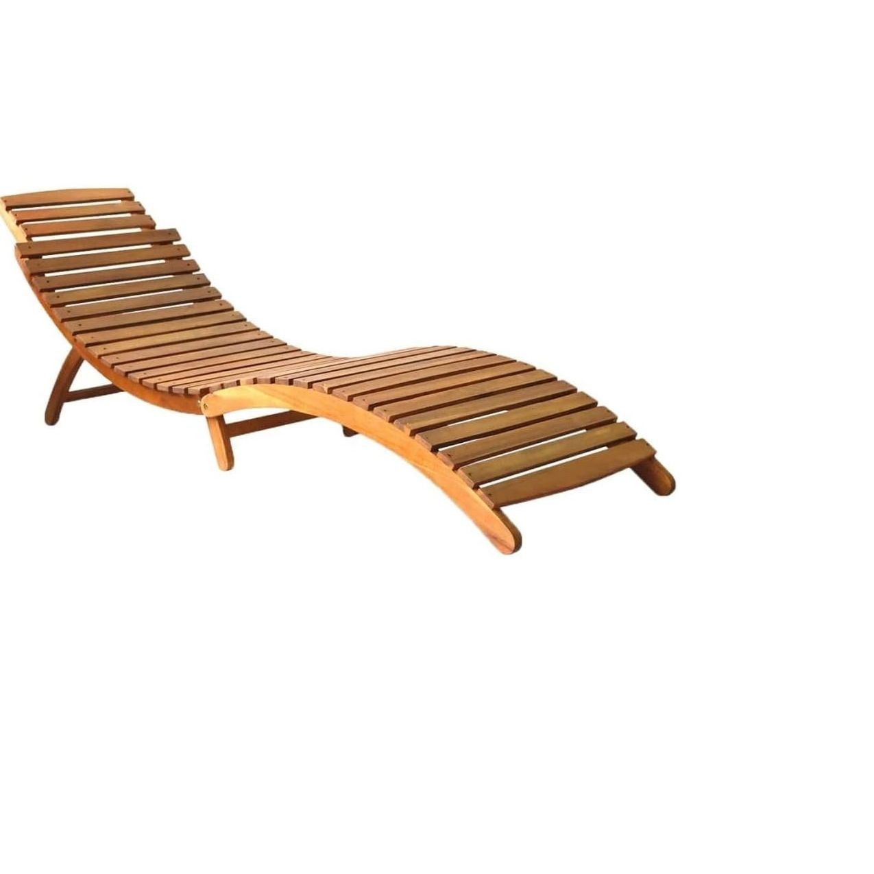 Chaise Lounge,Foldable Patio Sun Chair,Portable Adjustable Lounger for Outside Camping Sunbathing Beach -  Solid Teak Wood Brown