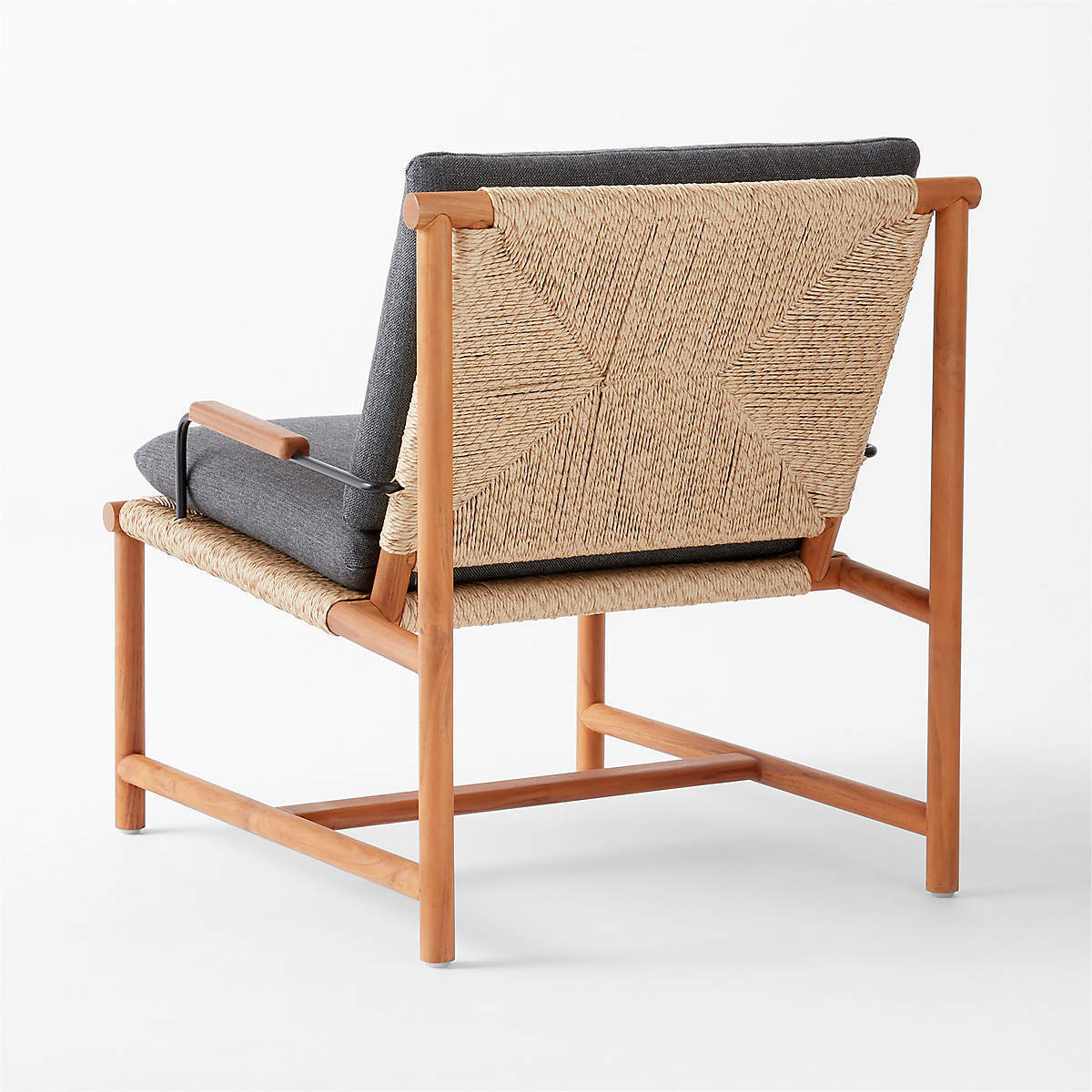 Modern Lounge Chair Solid Wood With Cushion and Natural Rope Fiber Natural Color Accent Chair