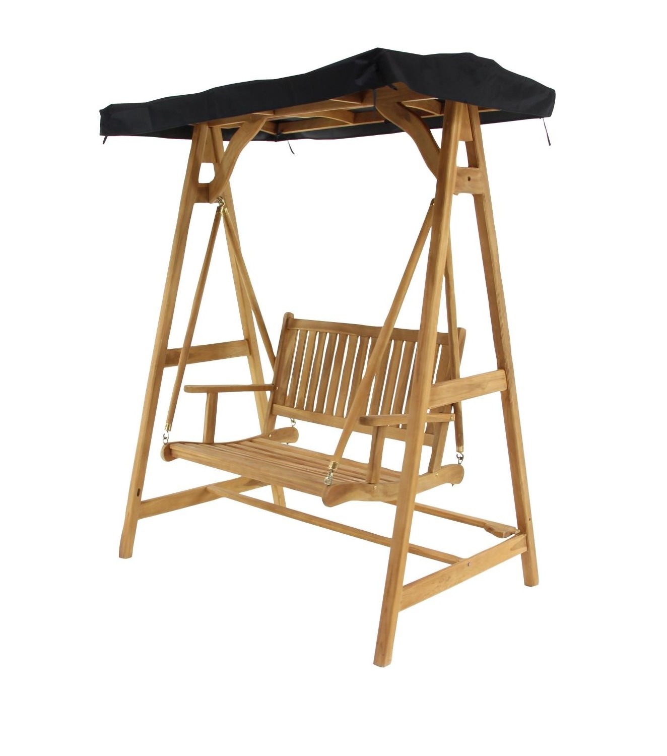 Swing Teak Bench With Canopy Solid Wood Garden Furniture Courtyard Facilities Hotel Furniture