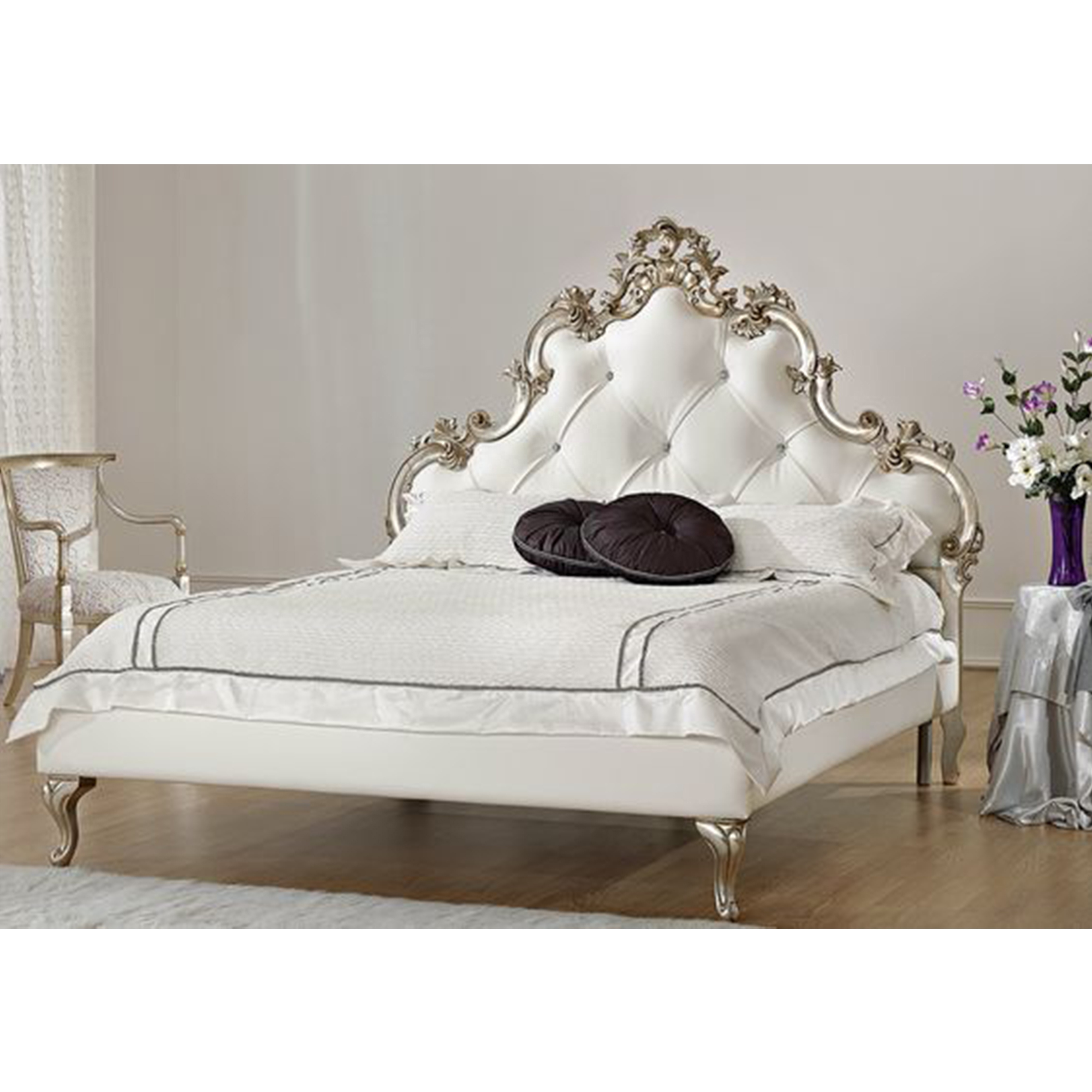 New Arrival White Exotic Wooden Beds Bedroom Furniture Bed Frame Upholstery With Best Quality