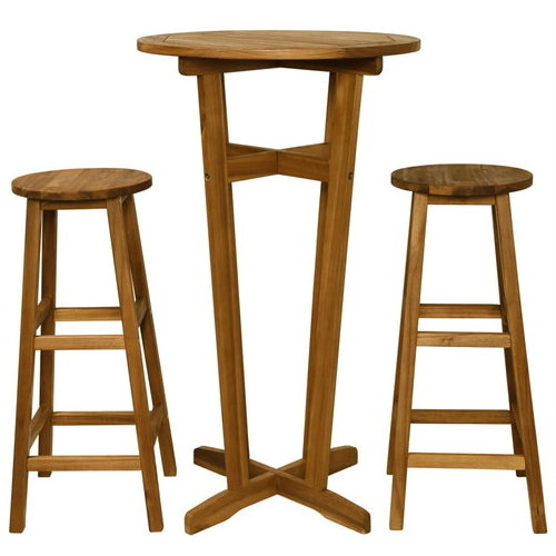 Natural Weather Resistant Table and Bar Stools Patio Style Wood for Bar Furniture Restaurant Furniture Wholesale Outdoor Indoor