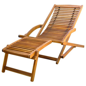 New Design Deck Chair Patio Lounge Chair Folding Sunlounger Sunbed Solid Teak Wood Foldable Leisure Outdoor Furniture