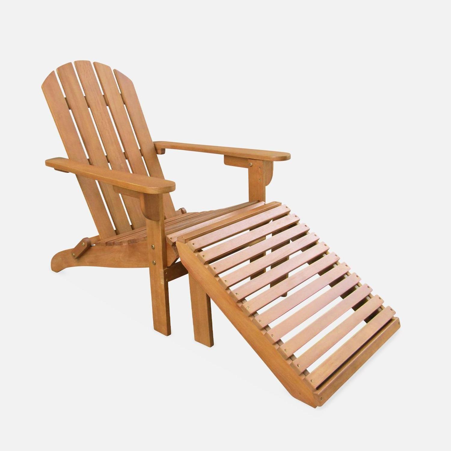 Leisure Foldable Adirondack Chair Teak Wood Garden Furniture  with Multi Purpose Side Table and Leg Rest