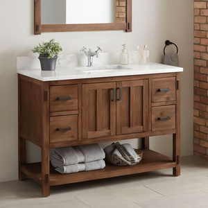 RUSTIC BROWN TEAK BATH VANITIES ONLY SOLID WOOD BATHROOM FURNITURE