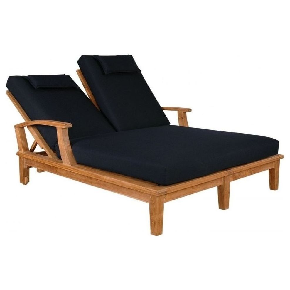 Teak Wood Sun Lounger Double Wide 2 Person Chaise Lounge Patio Style Outdoor Furniture for Hotel Beach Dubai USA Europe