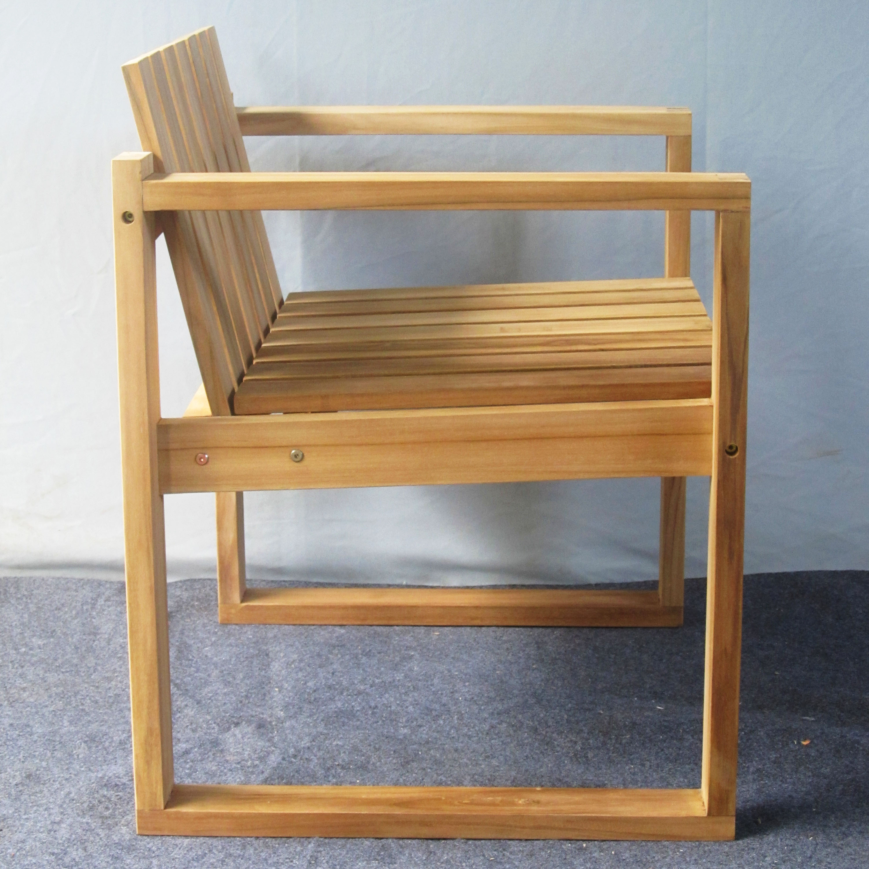 Outdoor garden chairs made of teak wood with natural color finish