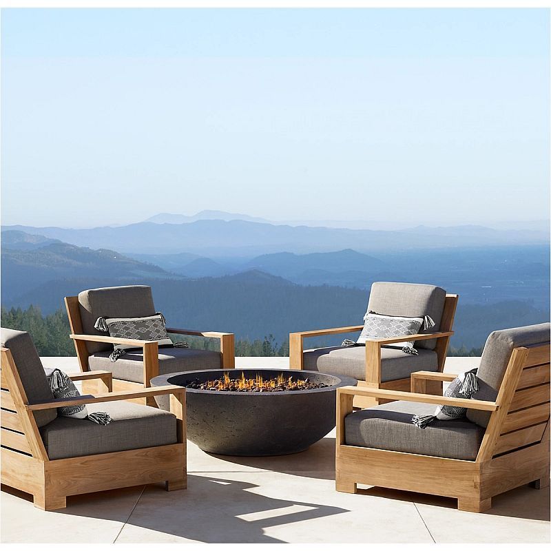 Elegant Patio Style Garden Sofa Single Seat Teak Wood Natural Color with Cushion White Outdoor Sofa Wholesale Furniture