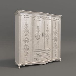 French Style Armoire Solid Wood Antique Wardrobe Carved For Home Furniture