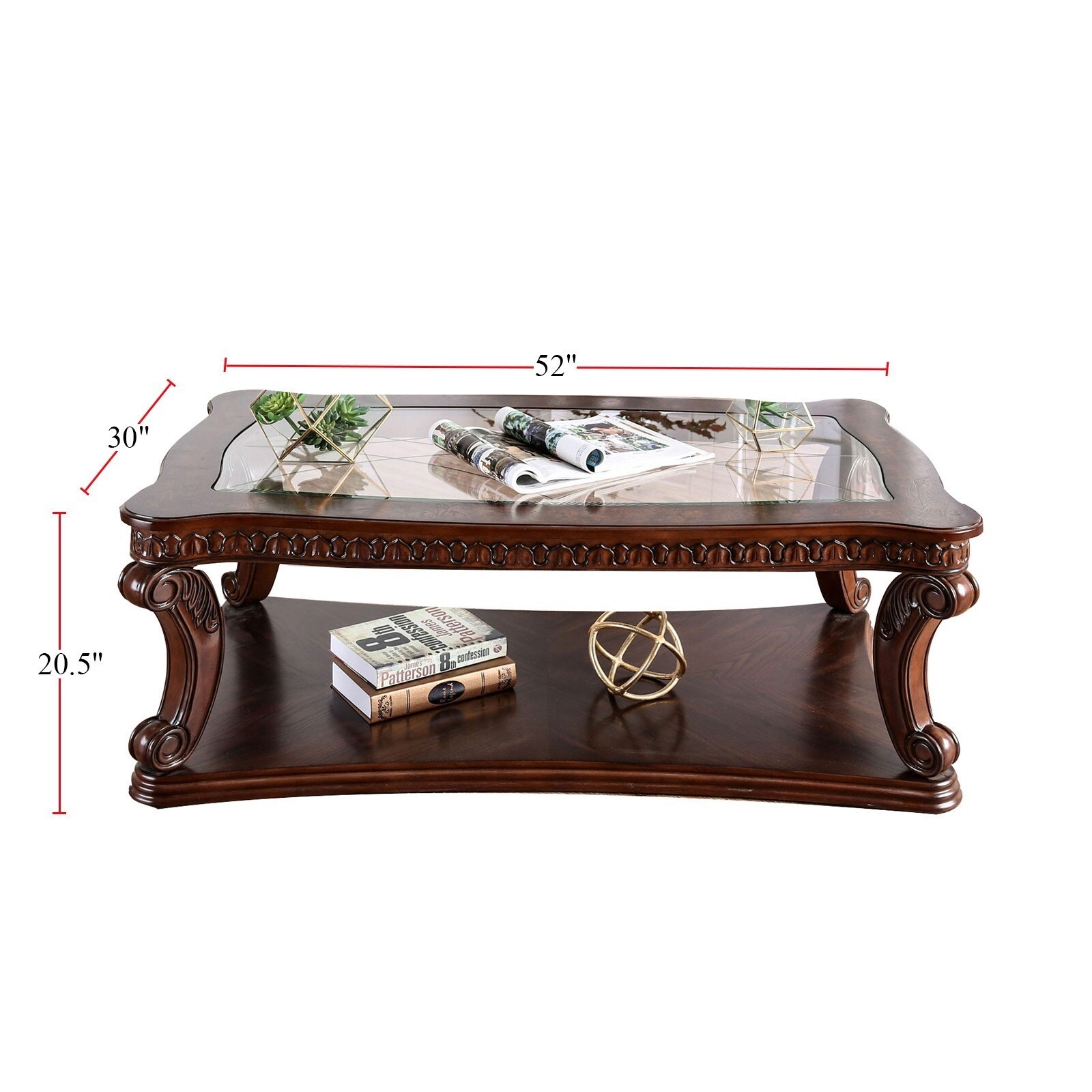 High Quality Classic Furniture European Living Room Antique Mahogany Solid Wooden Coffee Table