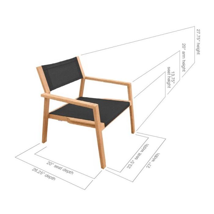 Outdoor Patio Chair Solid Teak Wood With Ottoman Modern Style Pool Side Chair Garden Furniture Beach Chair