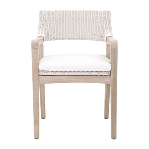 Rattan Wicker and Solid Wood Armchair Luxurious Garden Chair Outdoor Dining Chair Restaurant Furniture Beach Chair Wholesale