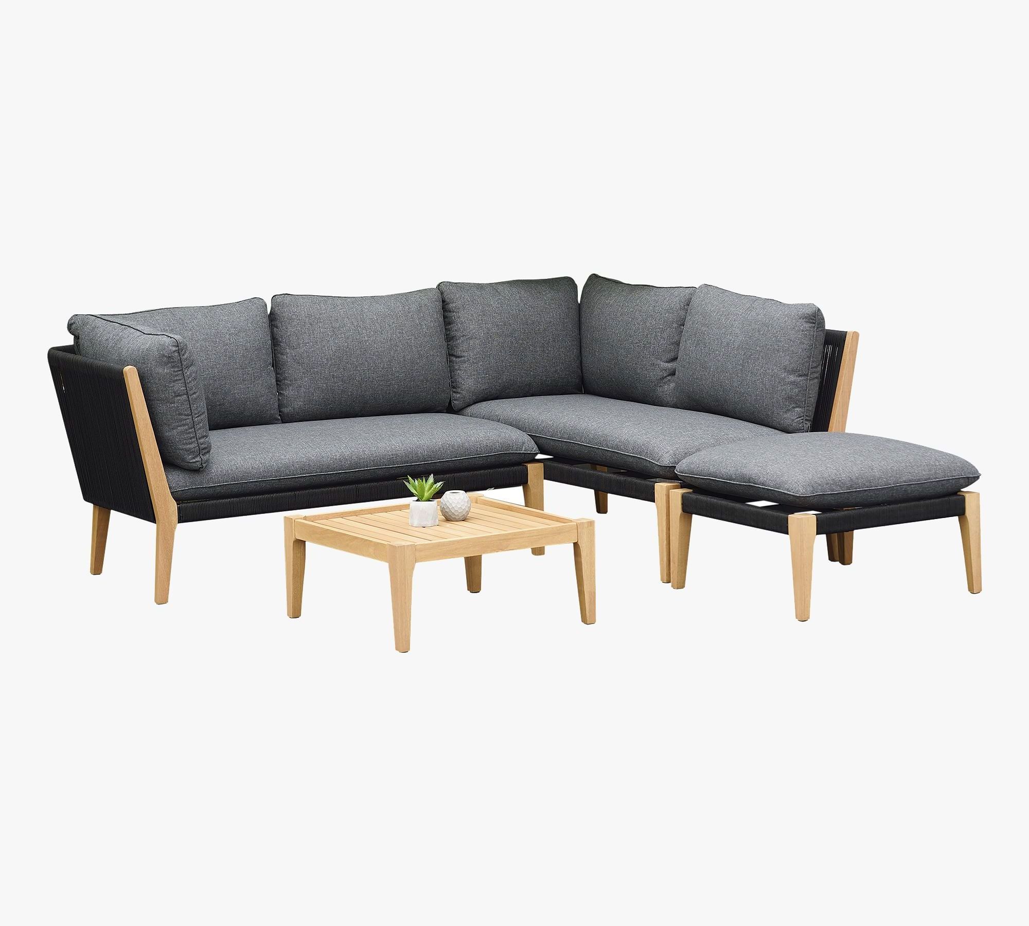 Contemporary Style Teak Garden Furniture Set Sectional Comfortable Sofa Set Patio Furniture Outdoor Conversation Sets