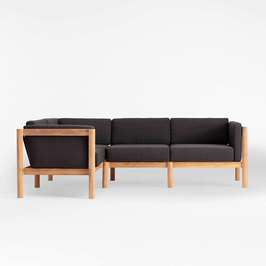 teak garden L shape sectional sofa made from solid wood