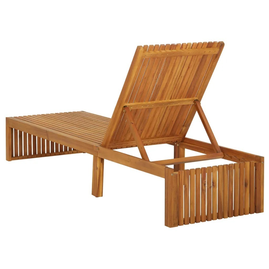 All Weather Side Pool Sun Bed Teak Wood Chaise Lounge for Outdoor Furniture Folding Leisure Seat for Hotel Cottage