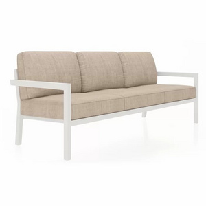 Outdoor Patio Sofa Sectional From Metal With Sofa Cushions Cream Color For Garden Furniture