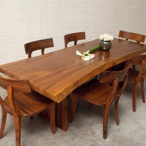 Natural Wood Dining Room Set Furniture Solid wood Home Furniture Restaurant Hotel Table With 6 Chair