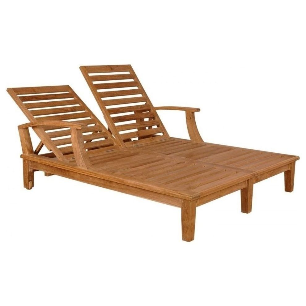 Teak Wood Sun Lounger Double Wide 2 Person Chaise Lounge Patio Style Outdoor Furniture for Hotel Beach Dubai USA Europe