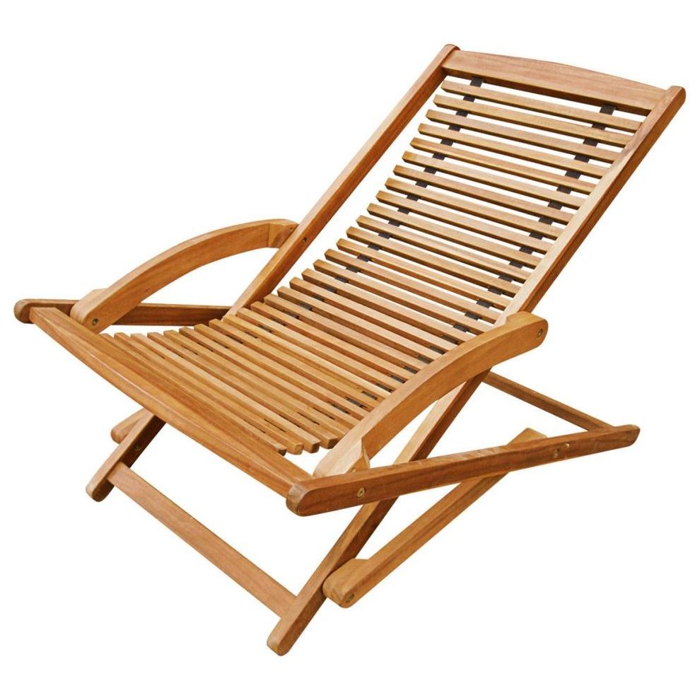 New Design Deck Chair Patio Lounge Chair Folding Sunlounger Sunbed Solid Teak Wood Foldable Leisure Outdoor Furniture