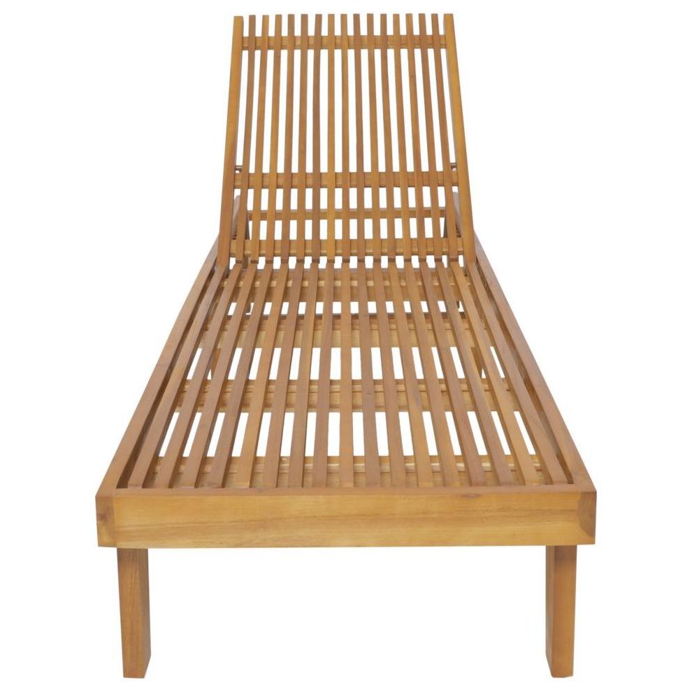 Modern Outdoor Wooden Chaise Lounge Teak Wood Natural Finish Foldable Sun Lounger for Hotel Beach Wholesale