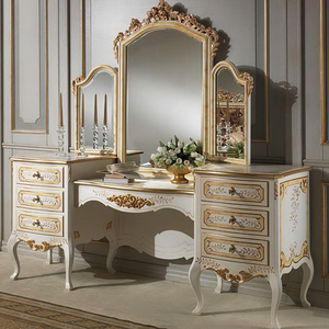 Luxury Vanities Table With Mirror Elegant Carved Classic Luxury Dressing Table With Mirror For Bedroom Furniture