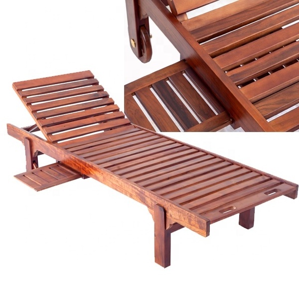 Outdoor Sun Lounger Bench Outdoor Garden Furniture Wooden Sunbed Teak Wooden Pool Chair Sun lounger