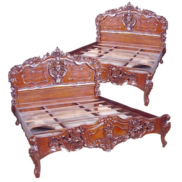 Racocco Bed Bedroom Furniture Mahogany Wood Antique Wooden Furniture  Mahogany Beds,