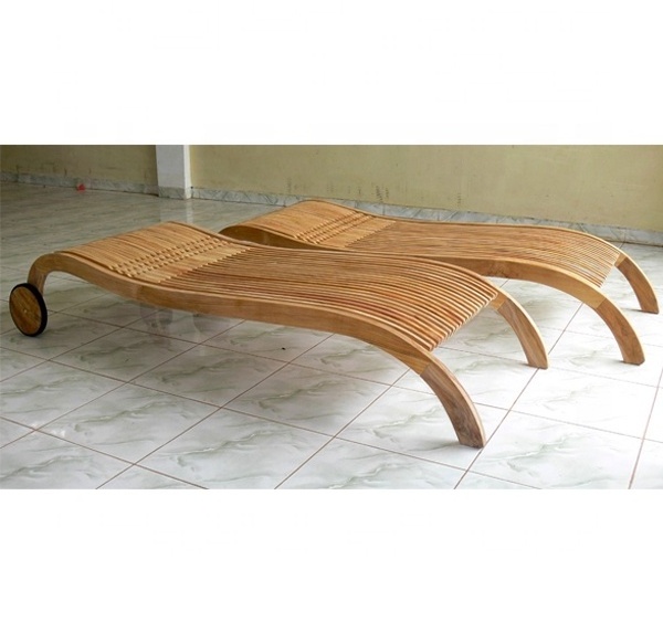 Sun Lounger Bench Teak Garden Outdoor Furniture Sunbed Teak Wooden Pool Chair Sun lounger Beach Chair 77