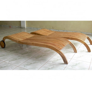 Sun Lounger Bench Teak Garden Outdoor Furniture Sunbed Teak Wooden Pool Chair Sun lounger Beach Chair 77