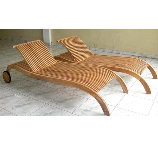 Sun Lounger Bench Teak Garden Outdoor Furniture Sunbed Teak Wooden Pool Chair Sun lounger Beach Chair 77