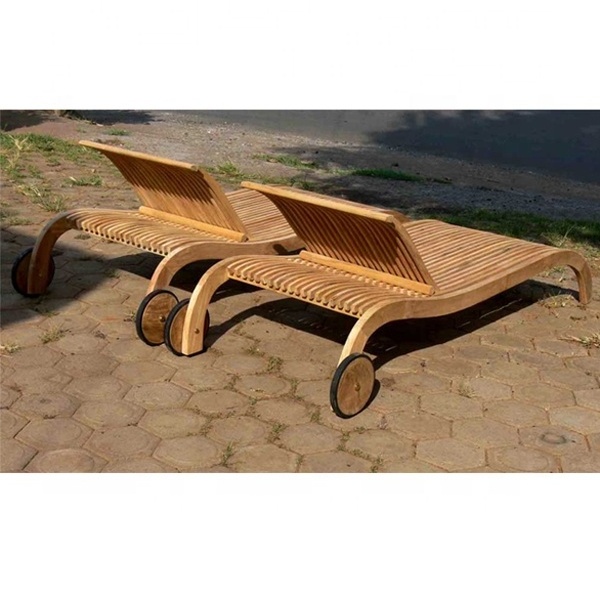 Sun Lounger Bench Teak Garden Outdoor Furniture Sunbed Teak Wooden Pool Chair Sun lounger Beach Chair 77