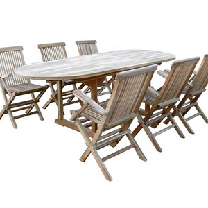 Foldable Dining Table Folding Chair Set Container Package Teak Wood Outdoor Patio Garden Furniture Ding Table Set 2